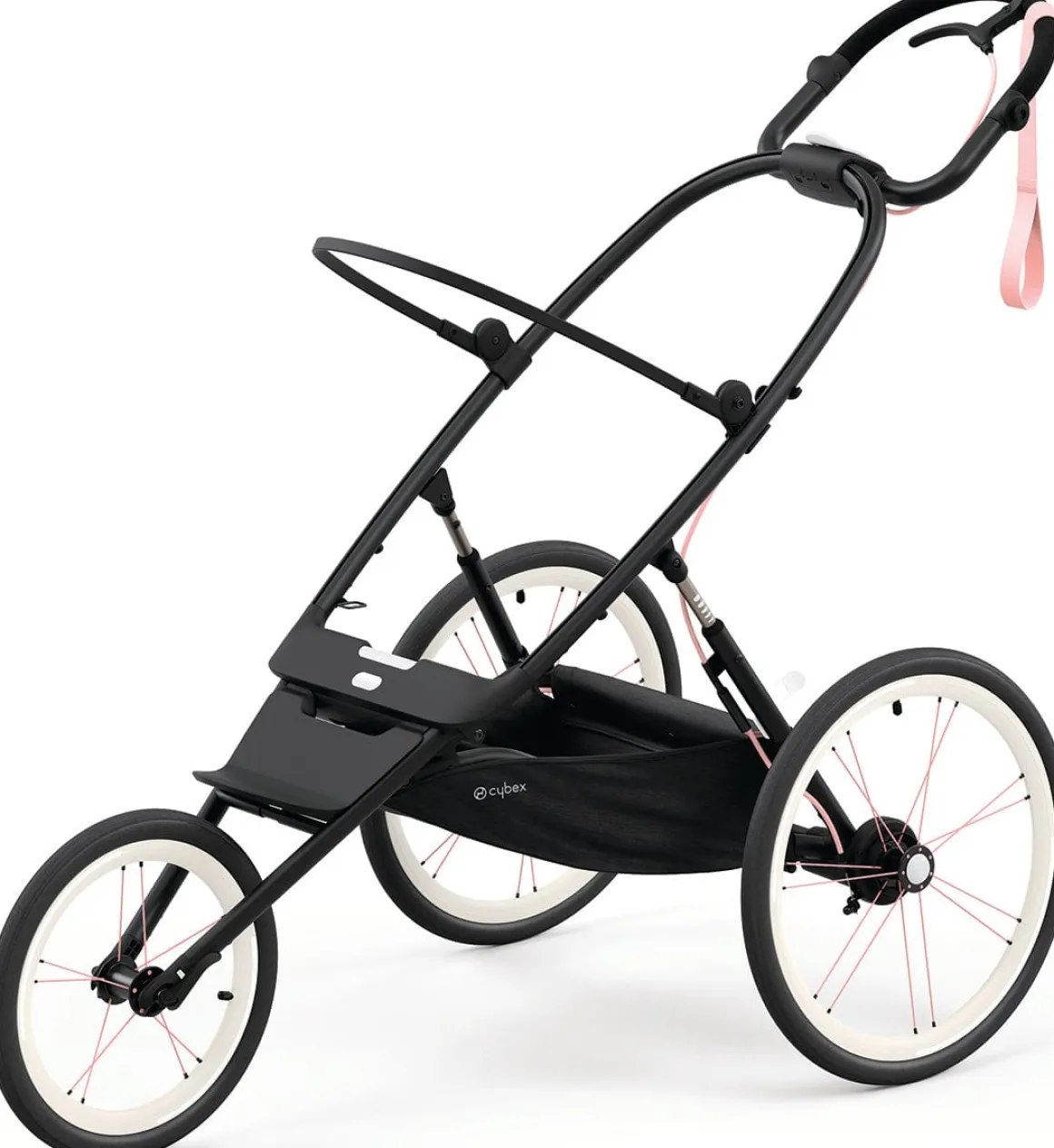 Cybex OPEN BOX AVI Fixed Front Wheel Jogging Stroller Frame - Black with Pink Details