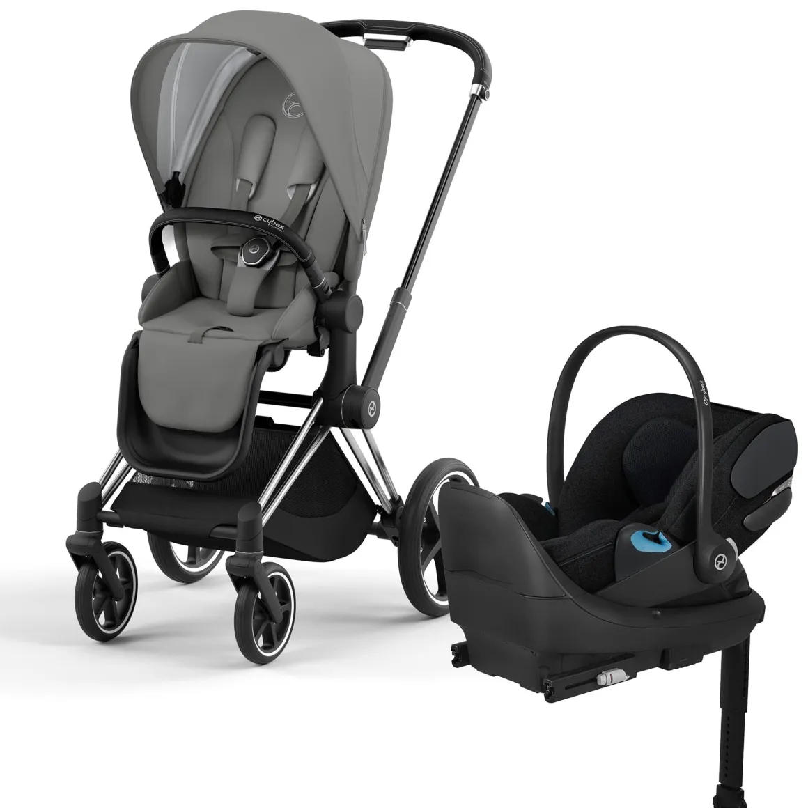 Cybex Priam 4 + Cloud T Travel System Bundle - Chrome / Black / Soho Grey / Sepia Black