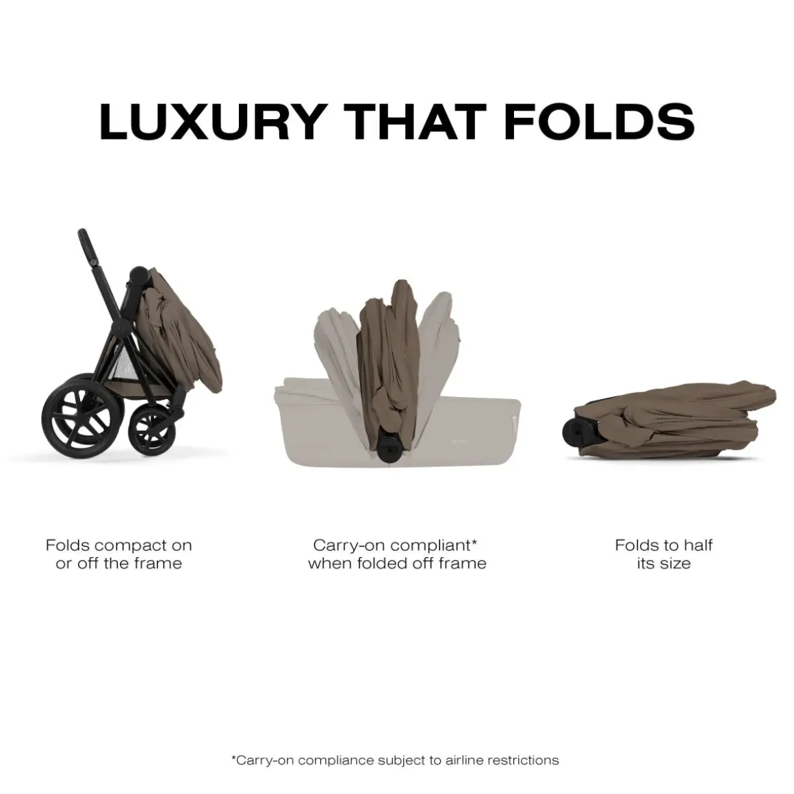 Cybex Priam Fold Lux Carry Cot (2026) - Coconut Brown
