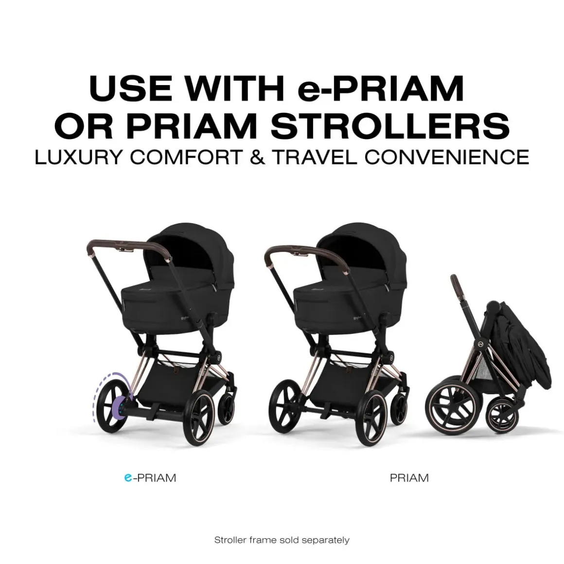 Cybex Priam Fold Lux Carry Cot (2026) - Sepia Black