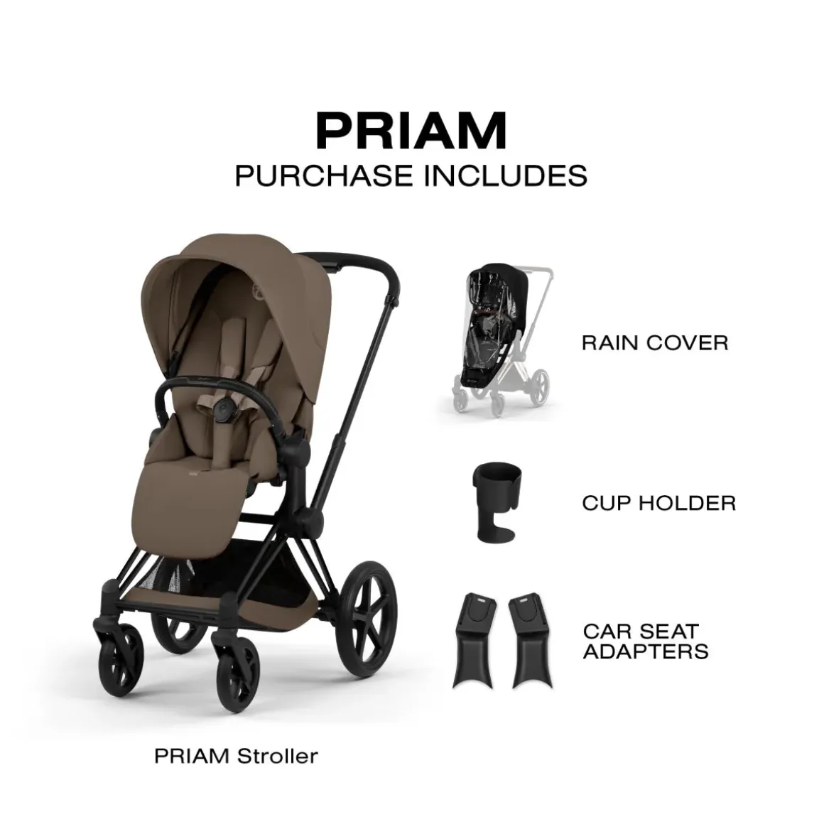 Cybex Priam Stroller (2026) - Matte Black Frame / Coconut Brown Lux Seat
