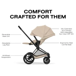 Cybex Priam Stroller (2026) - Matte Black Frame / Cozy Beige Lux Seat