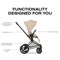 Cybex Priam Stroller (2026) - Matte Black Frame / Cozy Beige Lux Seat
