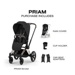 Cybex Priam Stroller (2026) - Rose Gold Frame / Sepia Black Lux Seat