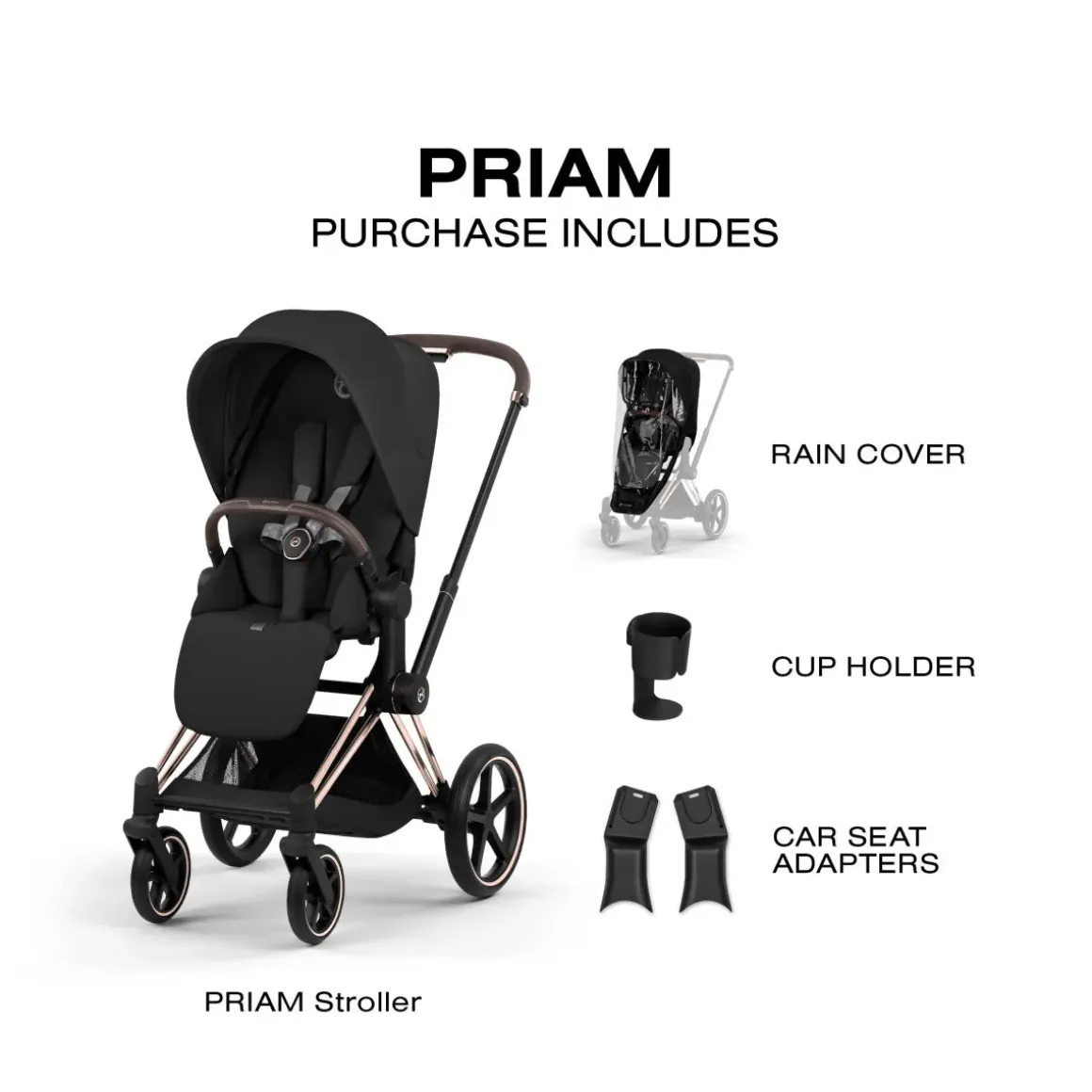 Cybex Priam Stroller (2026) - Rose Gold Frame / Sepia Black Lux Seat