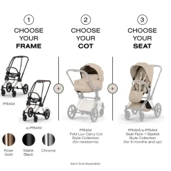 Cybex Priam Style Fold Cot (2026) - Cozy Beige