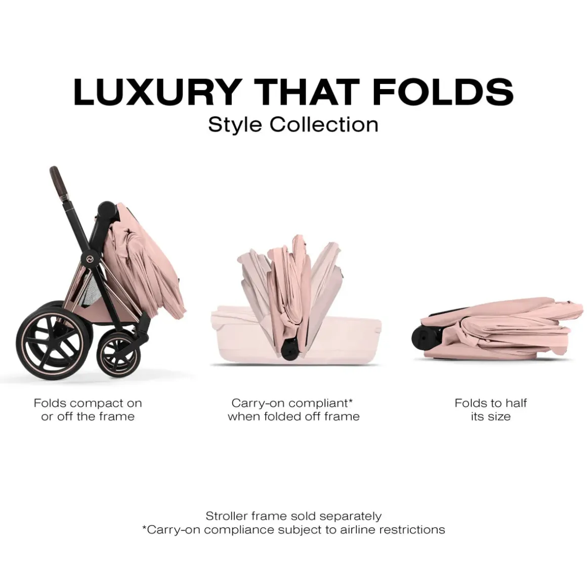 Cybex Priam Style Fold Cot (2026) - Peach Pink
