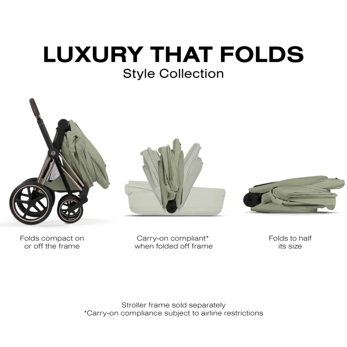 Cybex Priam Style Fold Cot (2026) - Sage Green