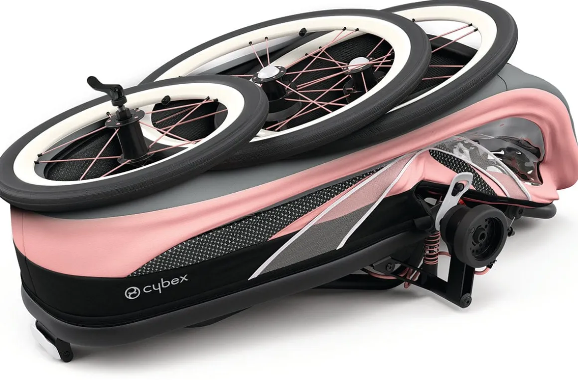 Cybex Zeno Multisport Trailer Bundle - Black/Pink Frame + All Black Seat Pack
