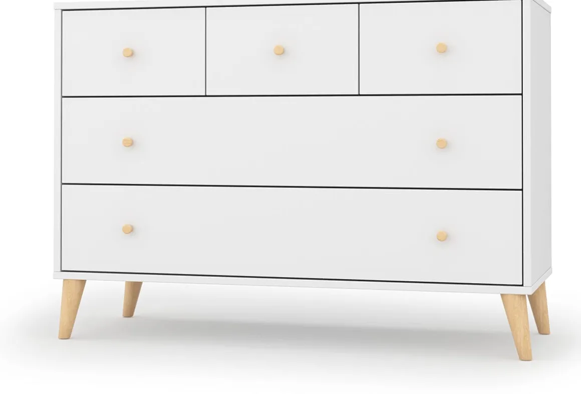 dadada Austin 5-Drawer Dresser - White / Natural