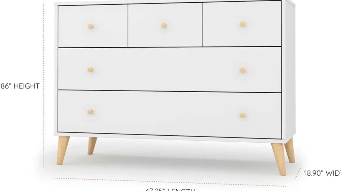 dadada Austin 5-Drawer Dresser - White / Natural