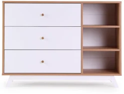 dadada Central Park 3-Drawer Dresser - White / Red Oak