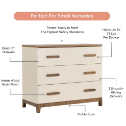 dadada Lala Little 3-Drawer Dresser - Almond Milk / Walnut