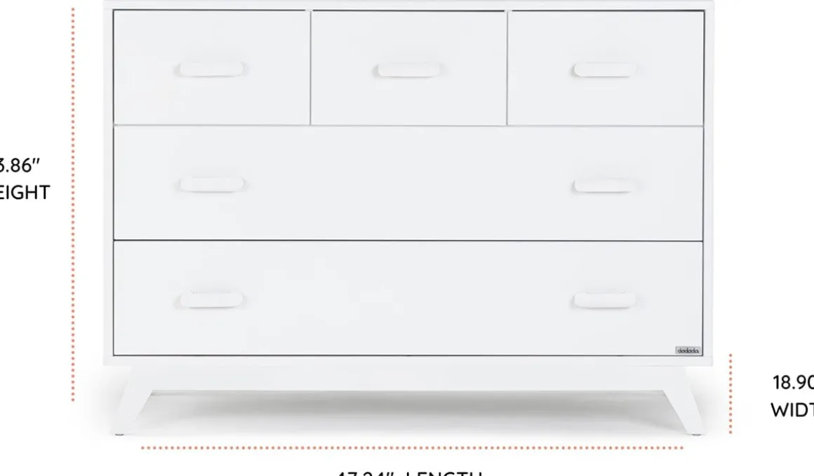 dadada Soho 5-Drawer Dresser - All White