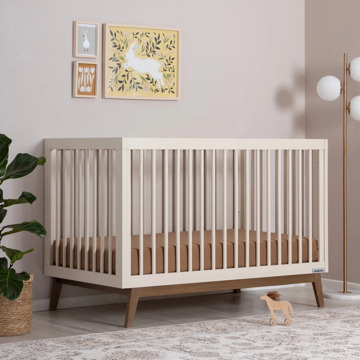 dadada Soho 3-in-1 Convertible Crib - Almond Milk / Walnut