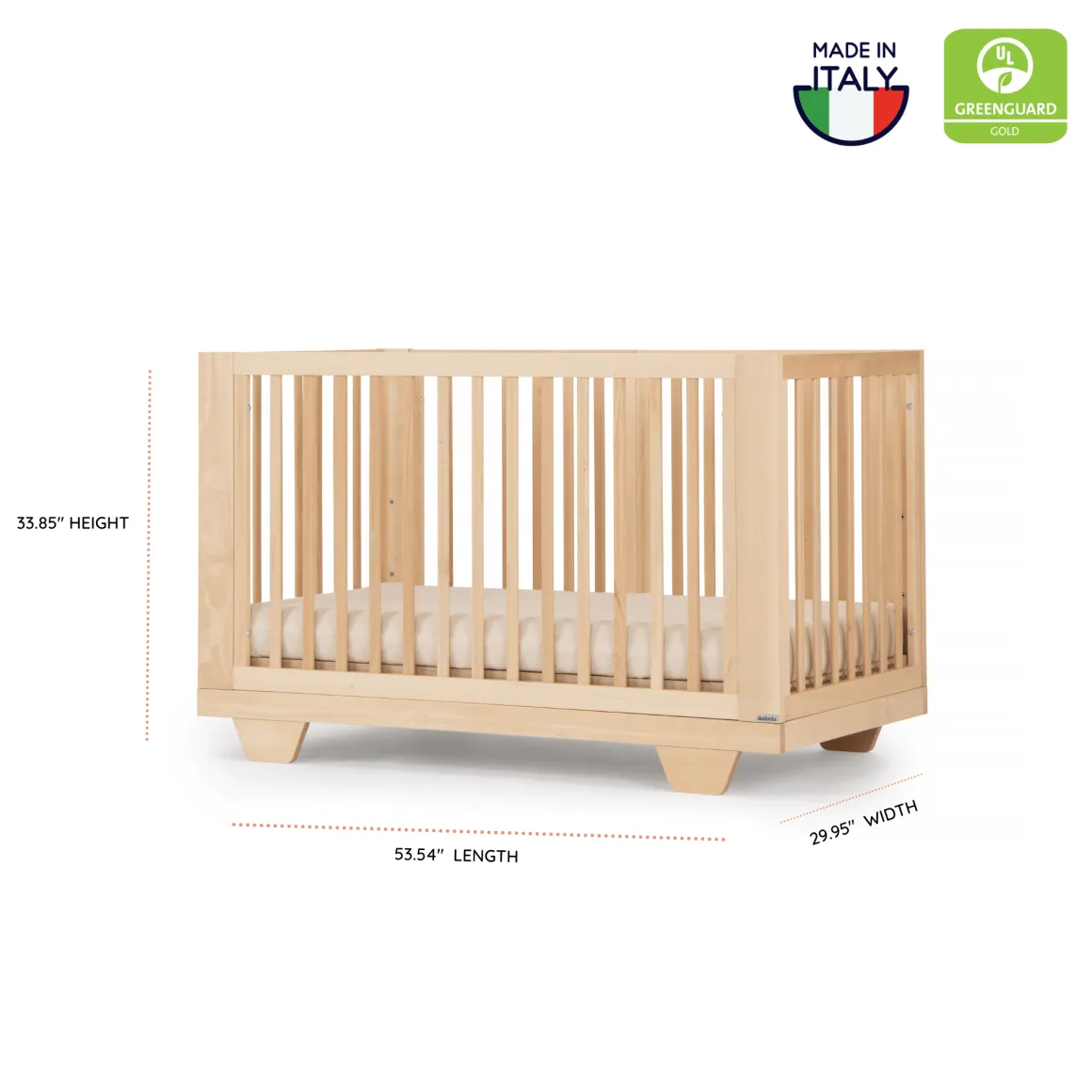 dadada Spirit 8-in-1 Convertible Crib - Natural