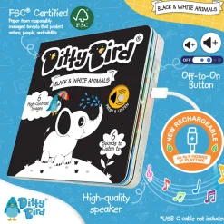 Ditty Bird Musical Books - Black and White Animals