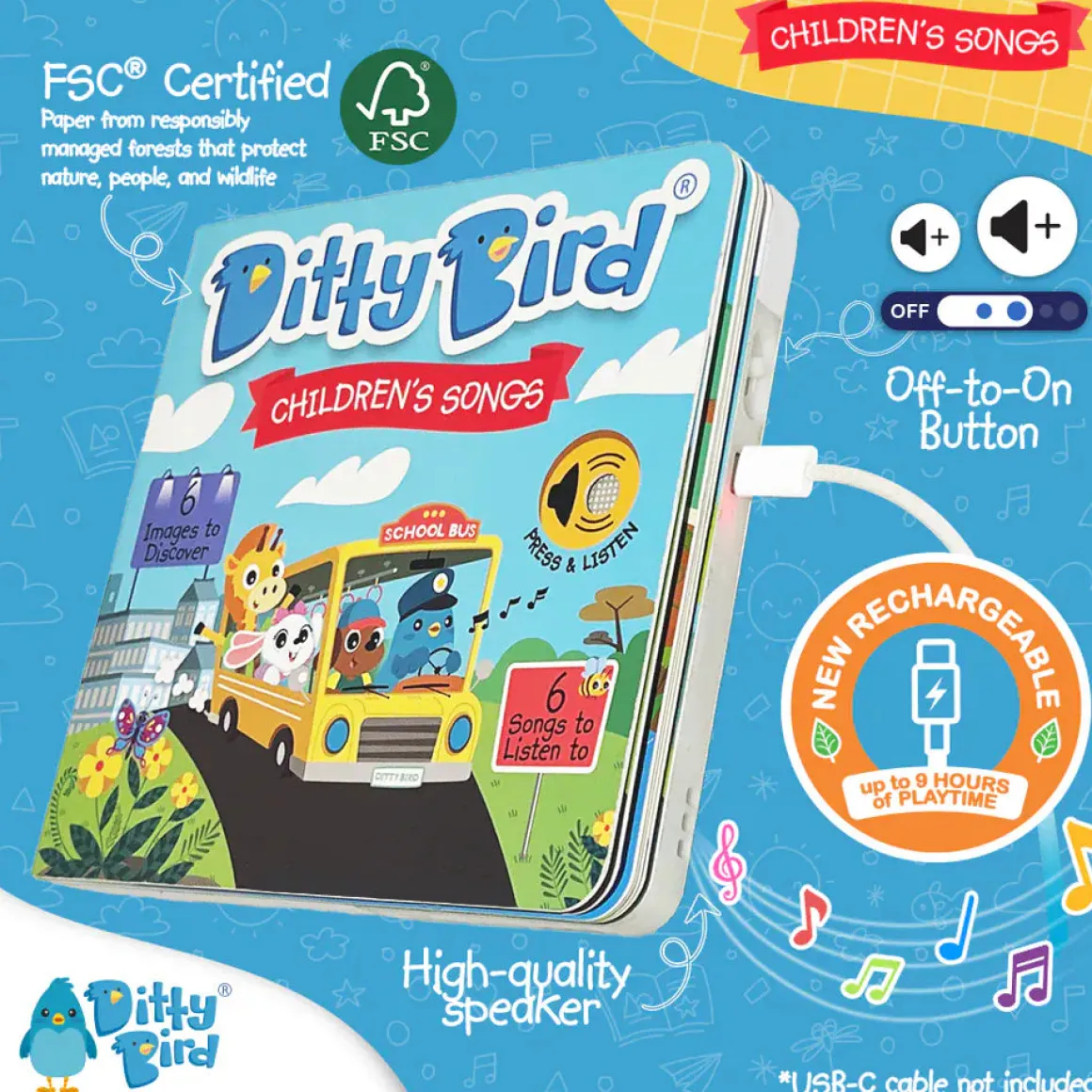 Ditty Bird Musical Books - Children's Songs