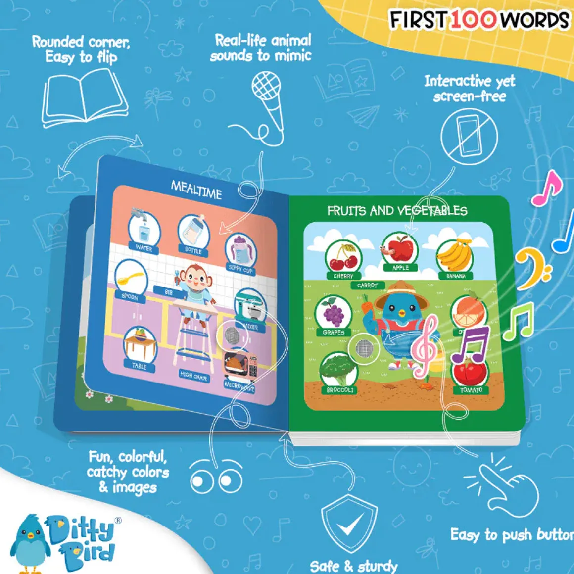 Ditty Bird Musical Books - First 100 Words