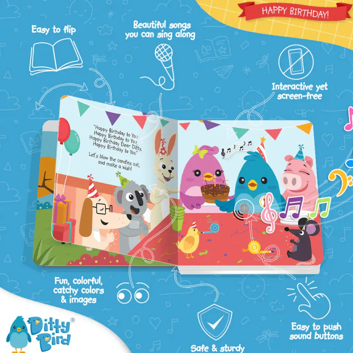 Ditty Bird Musical Books - Happy Birthday