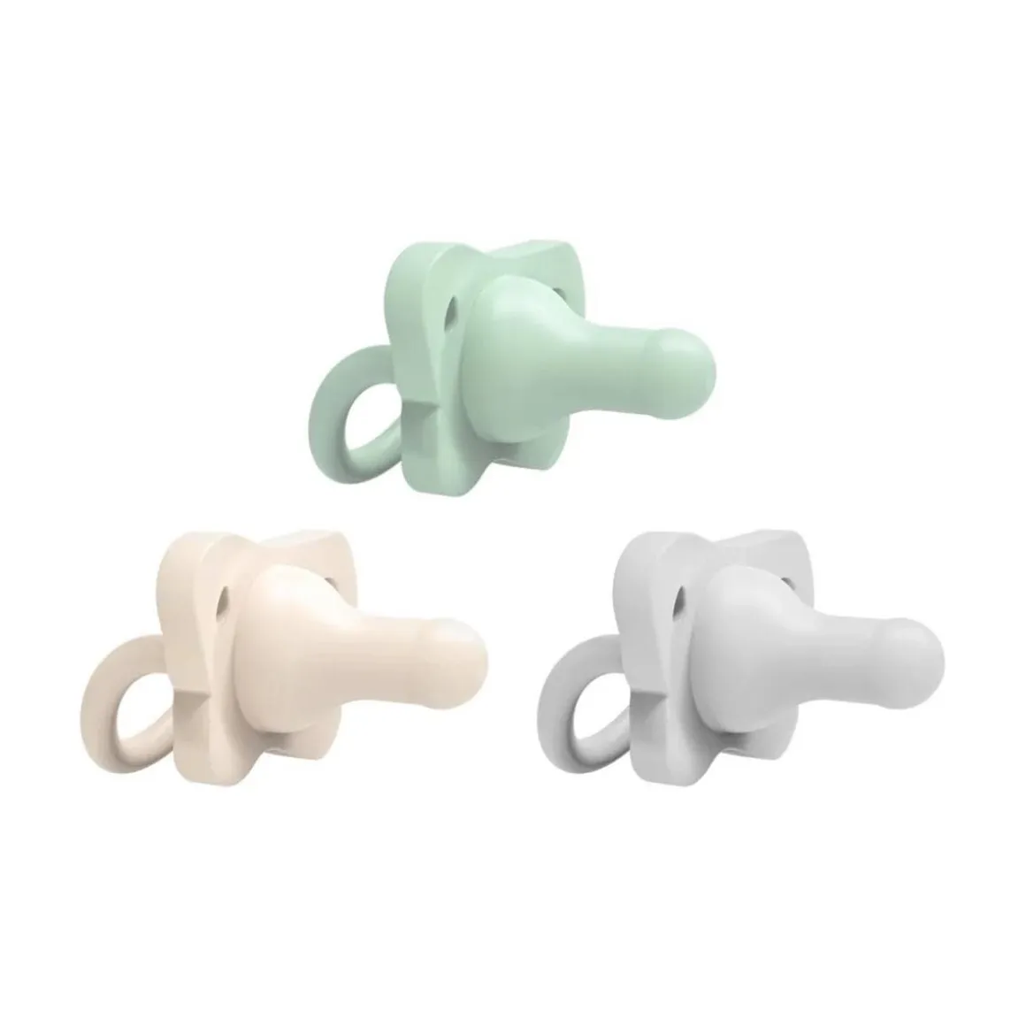 Dr. Brown's HappyPaci One-Piece Silicone Pacifier, 0-6m - Gray, Green, Ecru, 3-Pack
