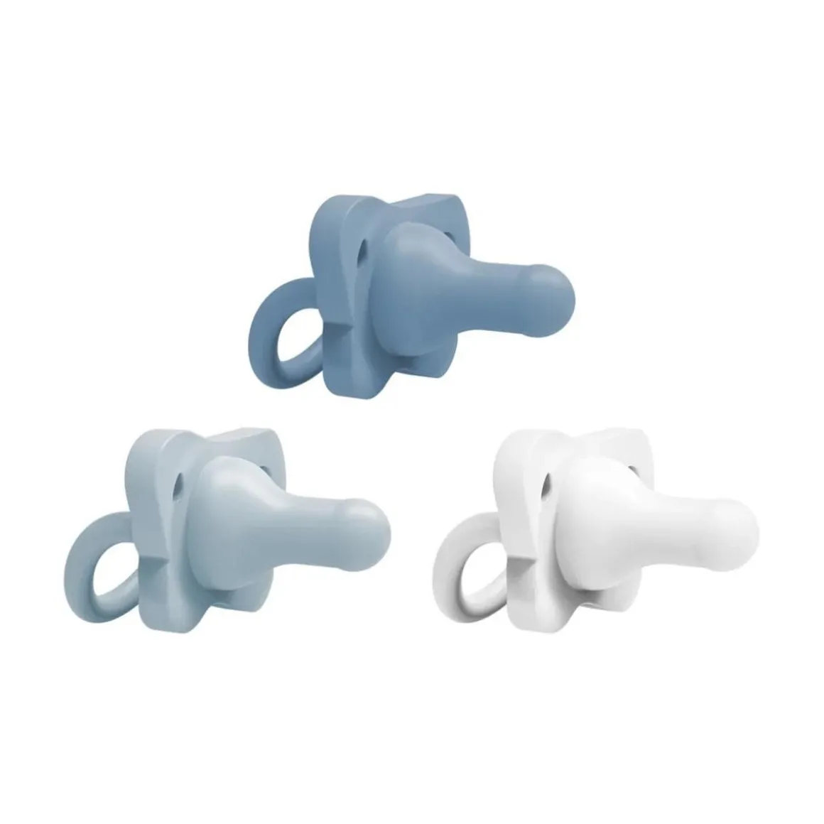 Dr. Brown's HappyPaci One-Piece Silicone Pacifier, 0-6m - Light Blue, Blue, White, 3-Pack