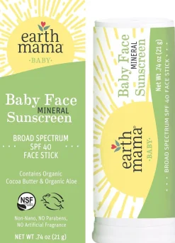 Earth Mama Baby Face Mineral Sunscreen Face Stick, SPF 40
