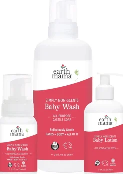Earth Mama Non-Scents Super Stars Baby Wash and Lotion Bundle