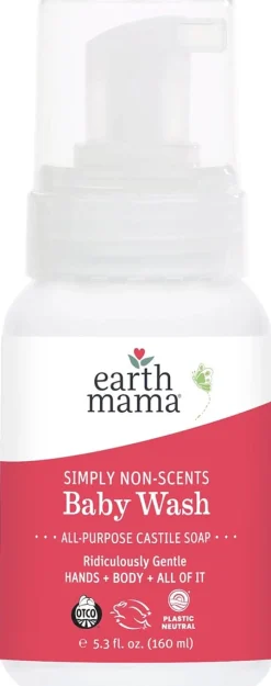 Earth Mama Simply Non-Scents Castile Baby Wash, 5.3 fl. oz.