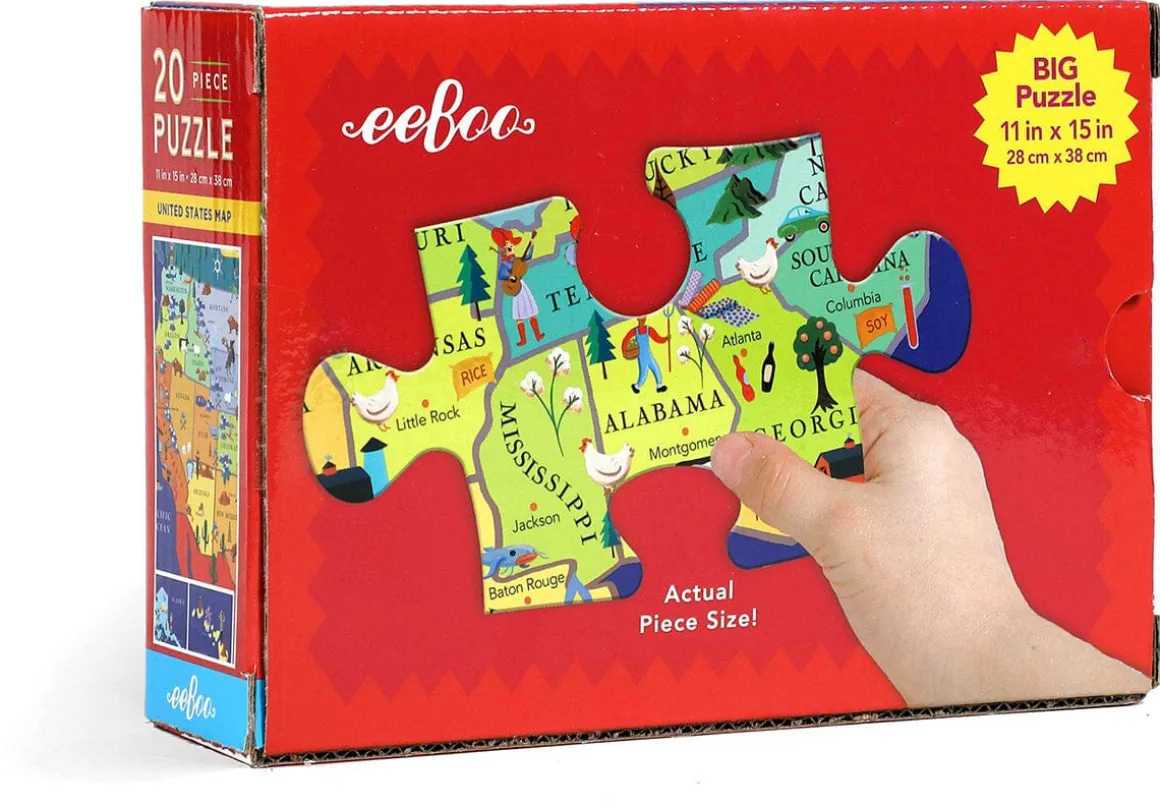 eeBoo 20 Piece Big Puzzle - United States Map