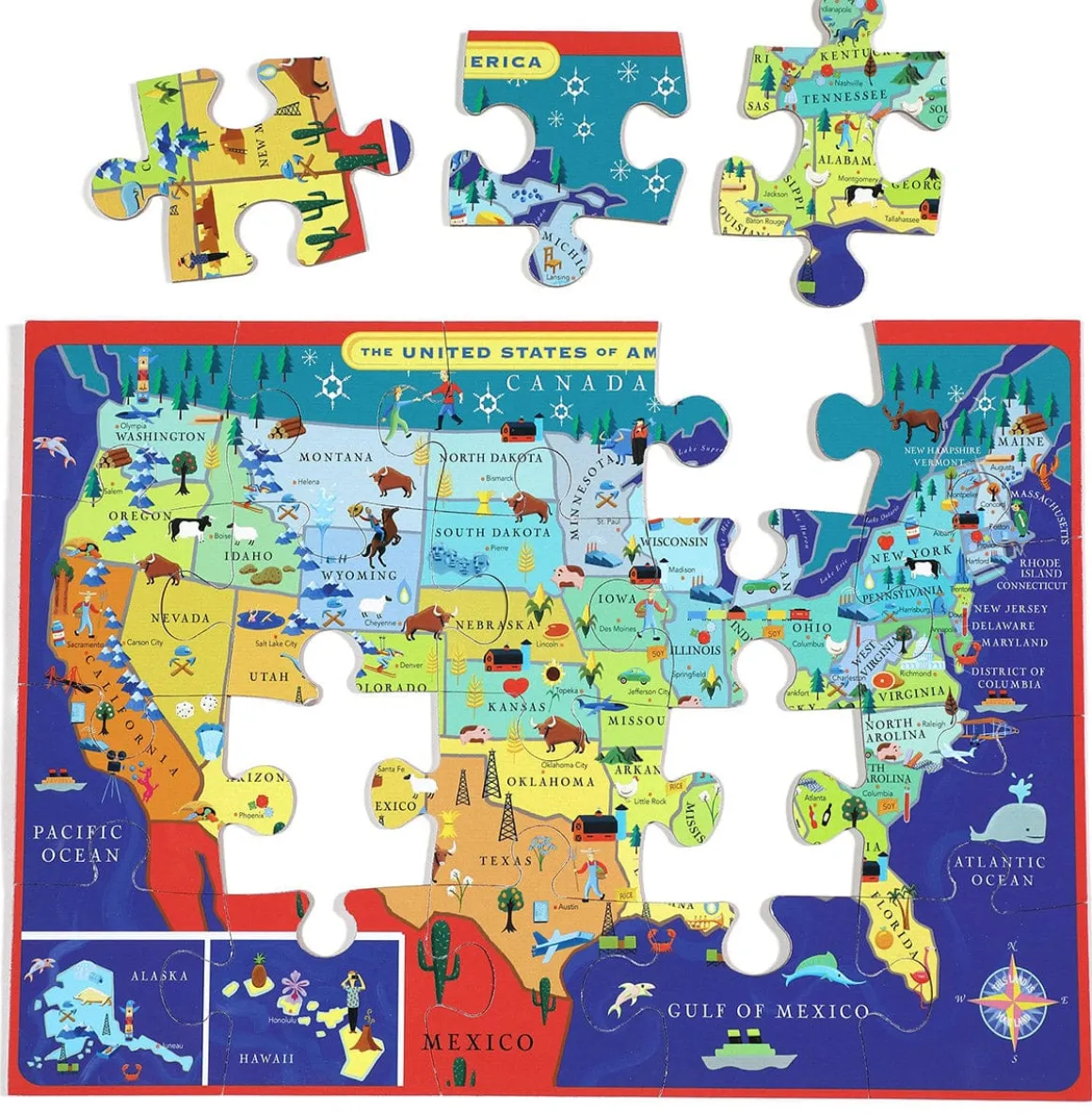 eeBoo 20 Piece Big Puzzle - United States Map