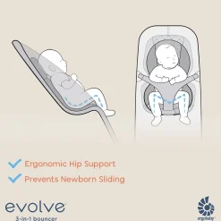 Ergobaby 3-in-1 Evolve Bouncer + Toy Bar Bundle - Light Grey