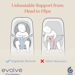 Ergobaby 3-in-1 Evolve Bouncer + Toy Bar Bundle - Light Grey