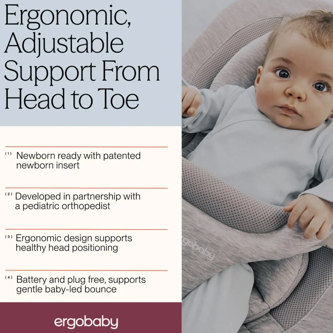 Ergobaby 3-in-1 Evolve Mesh Bouncer - Cream