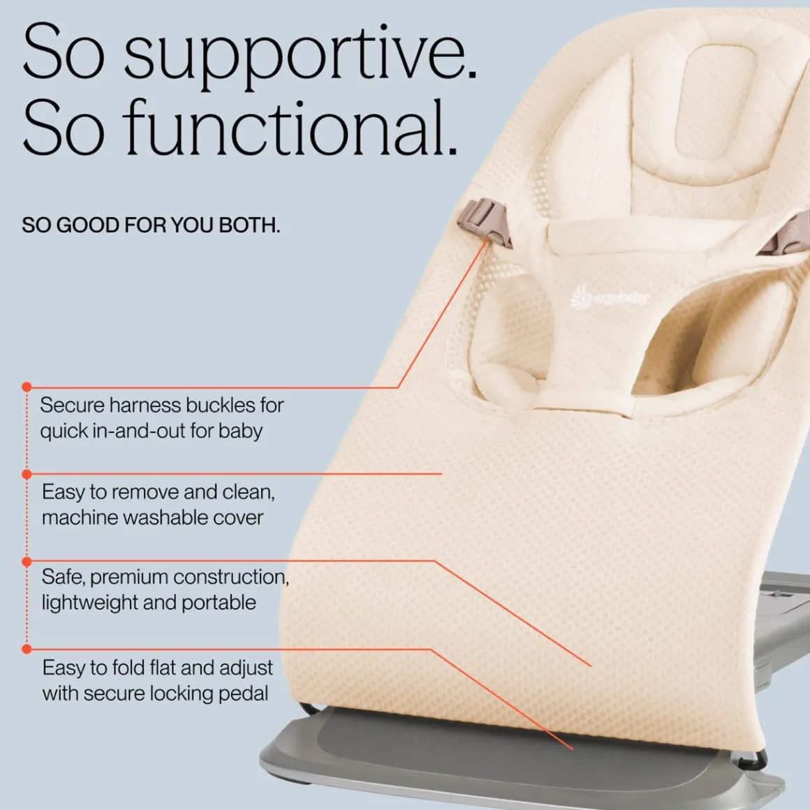 Ergobaby 3-in-1 Evolve Mesh Bouncer - Cream