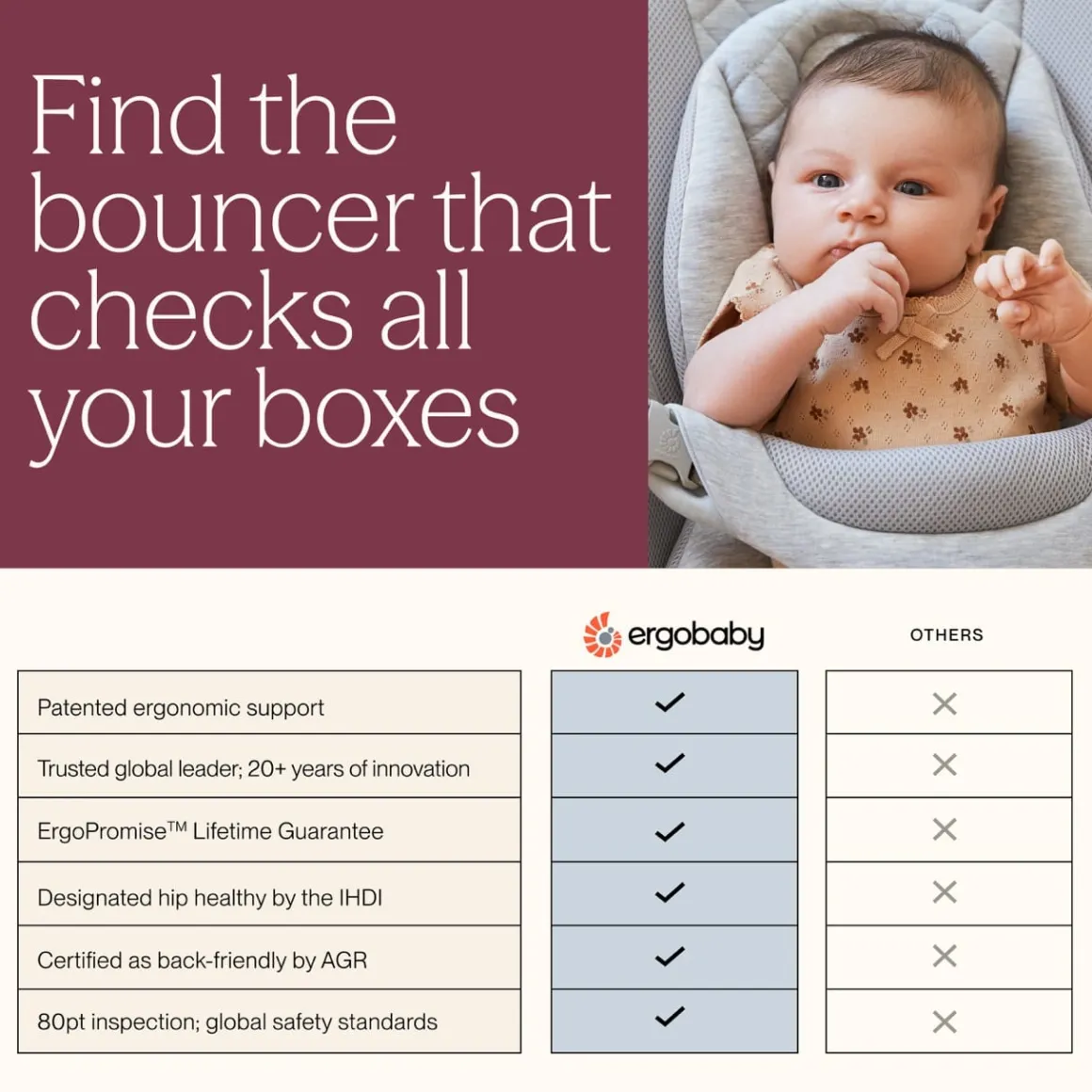 Ergobaby 3-in-1 Evolve Mesh Bouncer - Cream