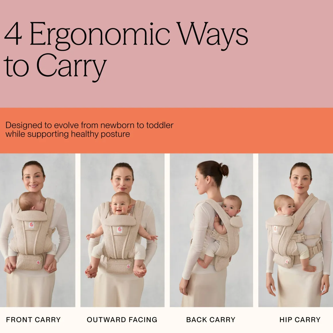 Ergobaby Omni Deluxe Baby Carrier, Mesh - Pearl Grey