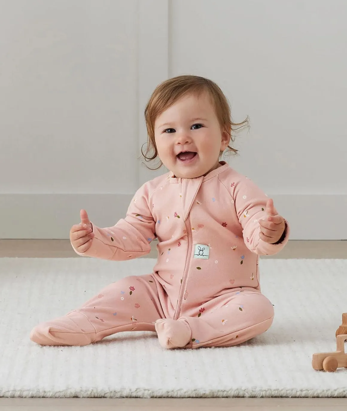ergoPouch Layers Long Sleeve Romper 1.0 TOG - Daisies, 3-6 Months