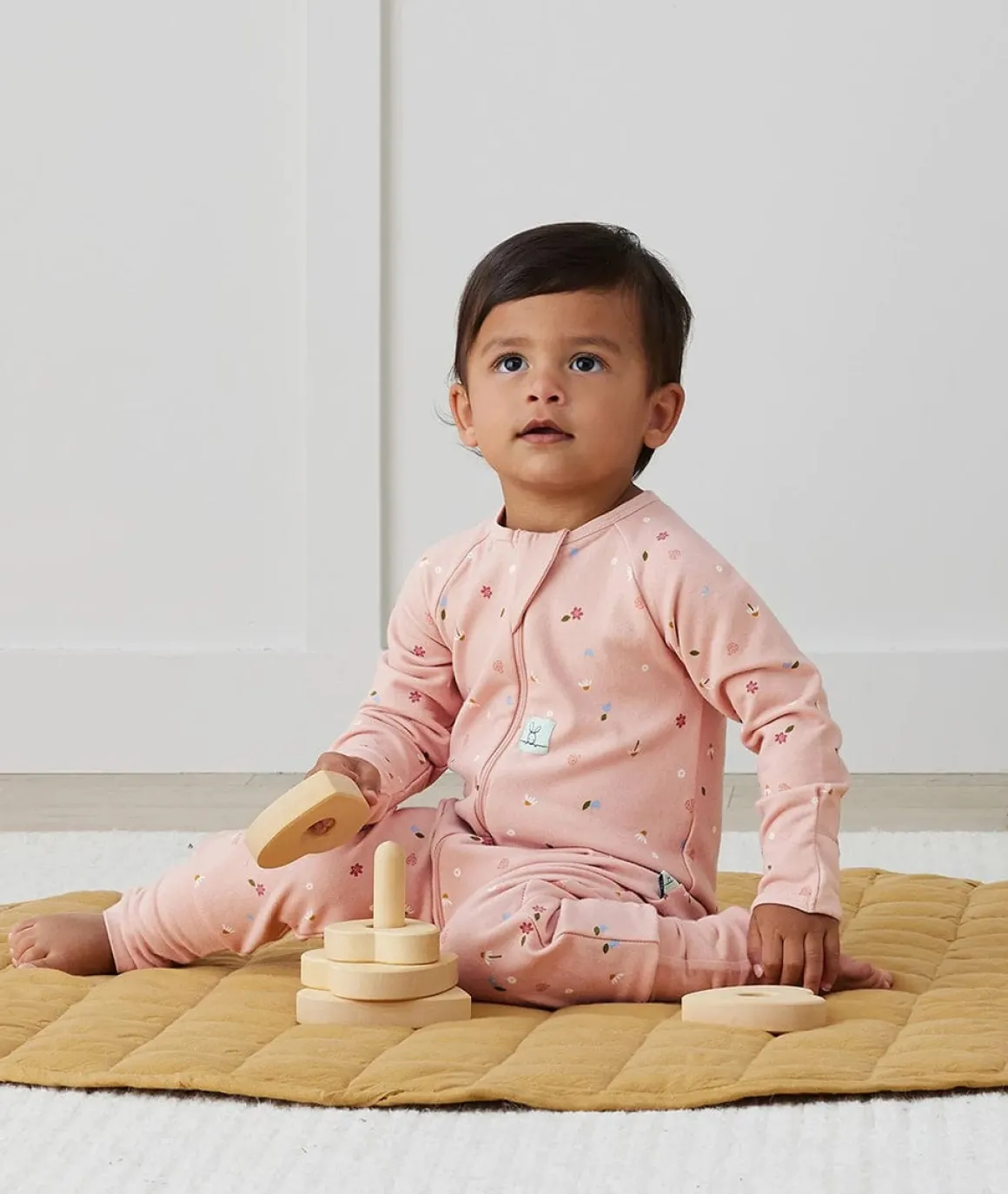 ergoPouch Layers Long Sleeve Romper 1.0 TOG - Daisies, 3-6 Months