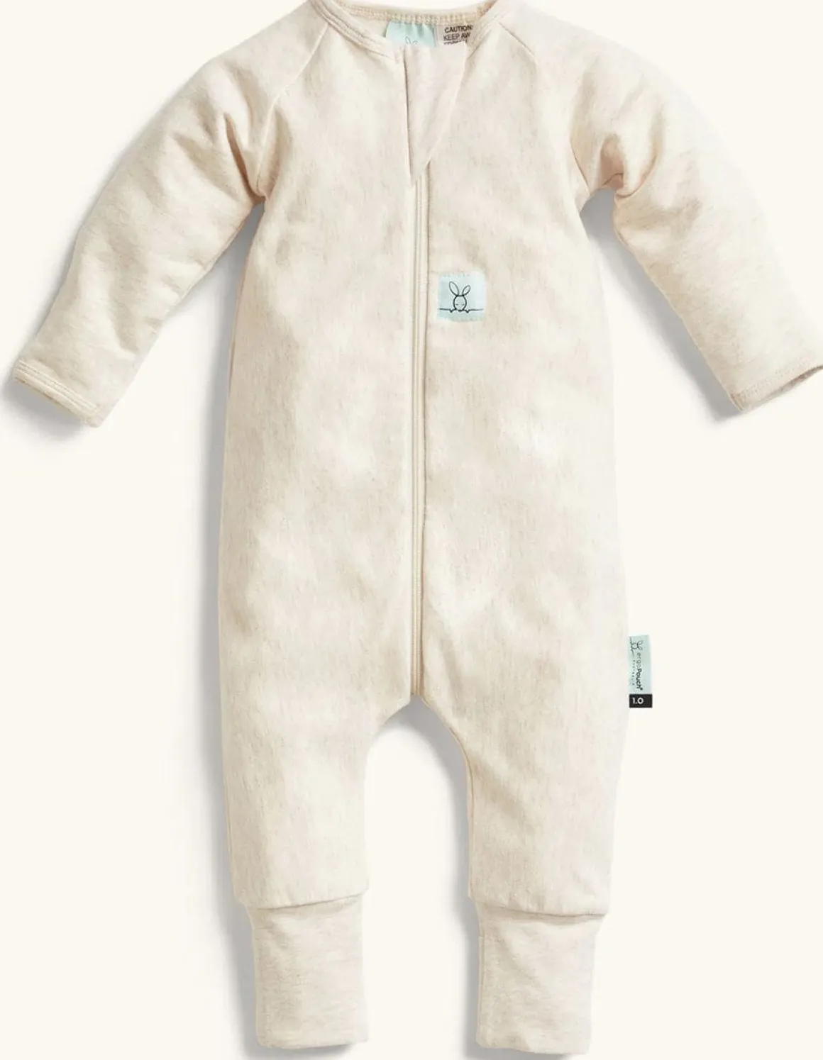 ergoPouch Layers Long Sleeve Romper 1.0 TOG - Oatmeal Marle, 0-3 Months