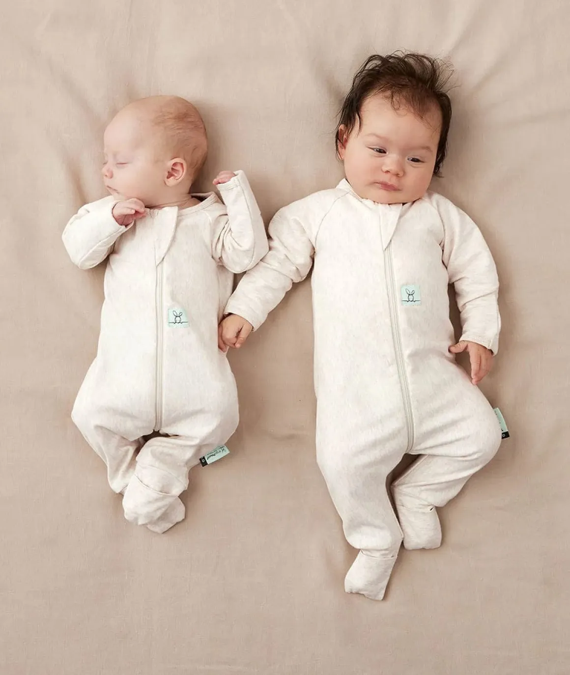 ergoPouch Layers Long Sleeve Romper 1.0 TOG - Oatmeal Marle, 0-3 Months