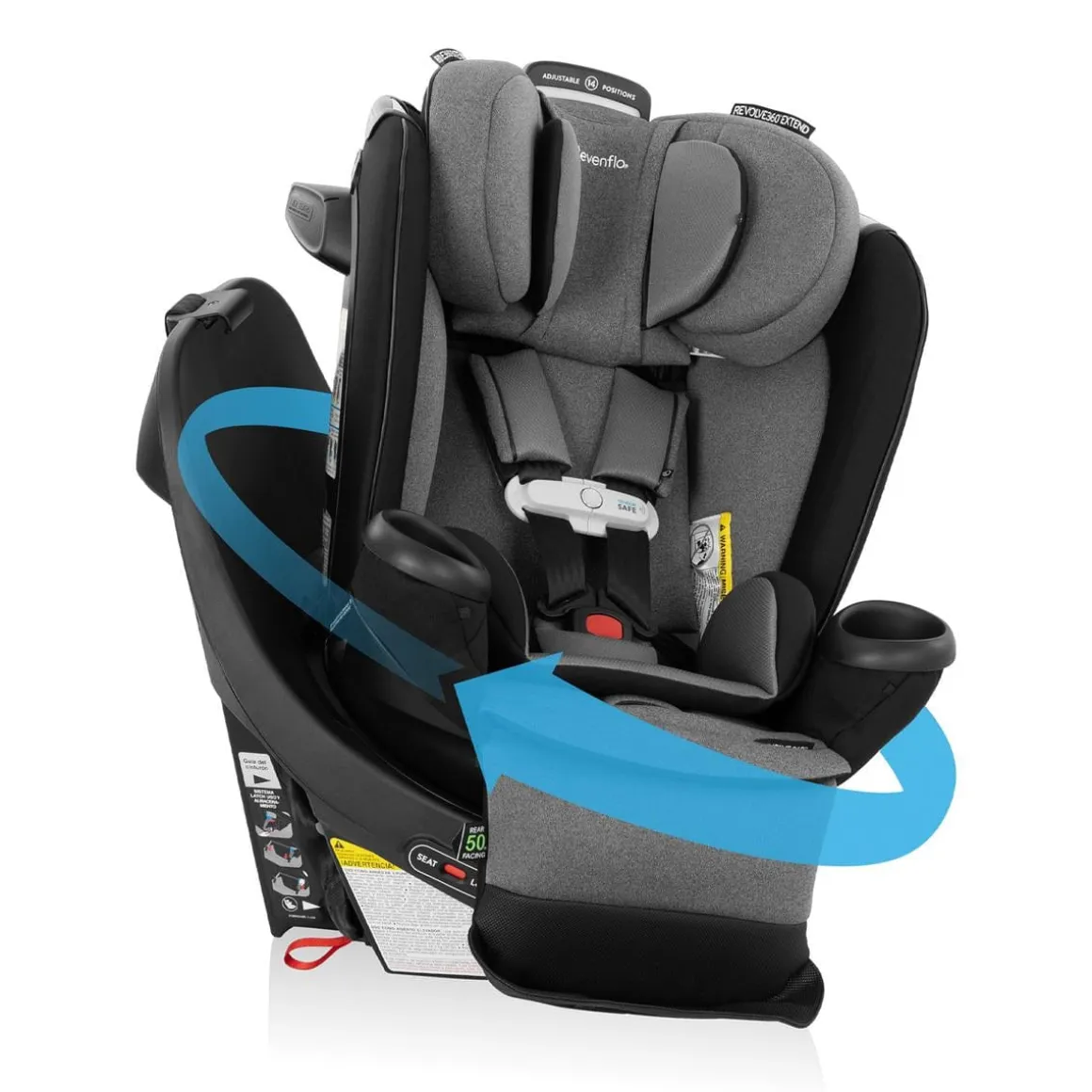 Evenflo GOLD Revolve360 Extend All-in-One Rotational Convertible Car Seat with SensorSafe - Moonstone