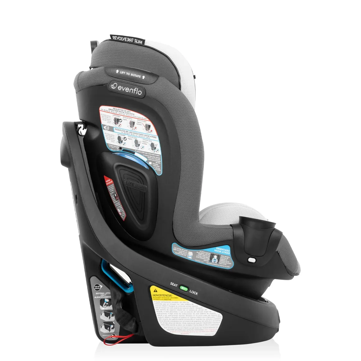 Evenflo GOLD Revolve360 Slim 2-in-1 Rotational Convertible Car Seat with SensorSafe - Pearl