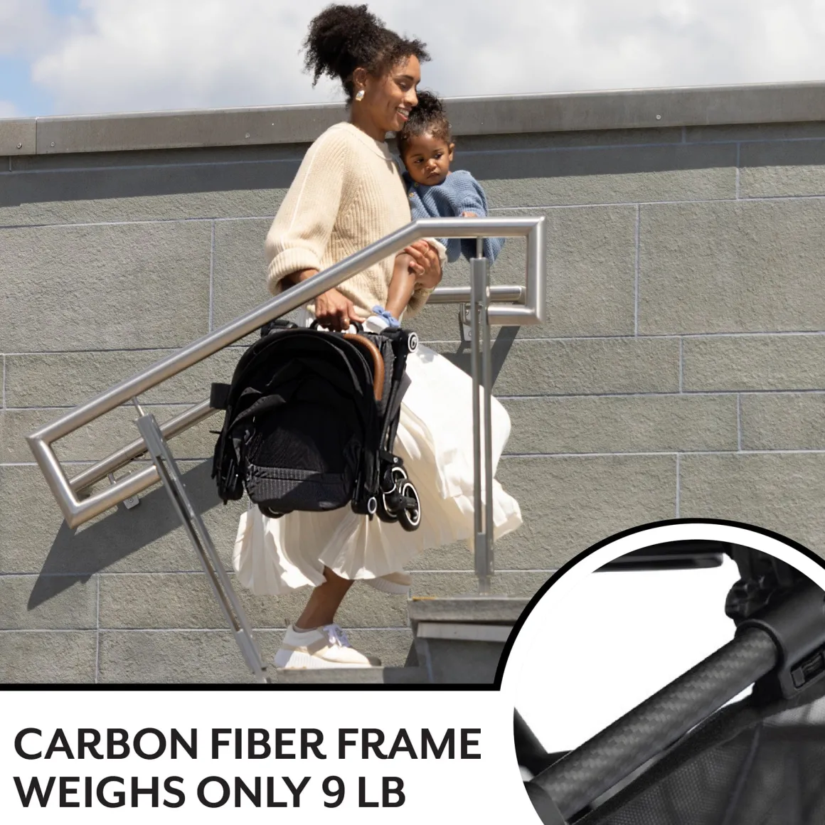 Evenflo Hummingbird Ultra-Lightweight Carbon Fiber Stroller - Crest Gray