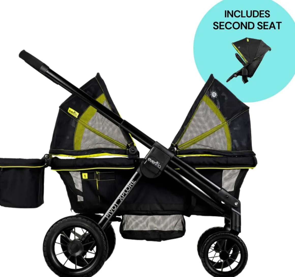 Evenflo Pivot Xplore All-Terrain Stroller Wagon + Second Seat Bundle - Wayfarer