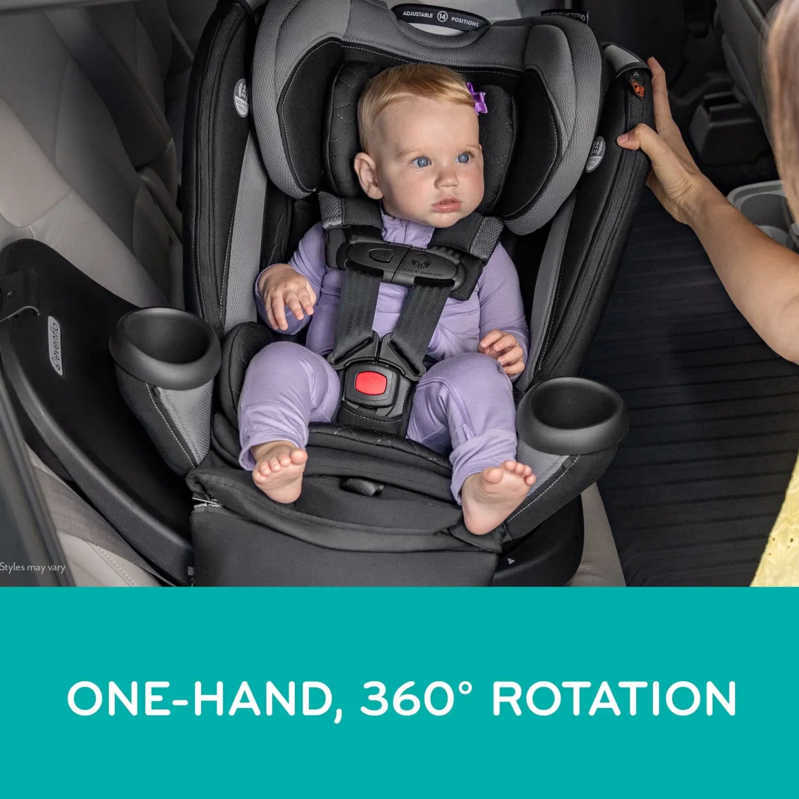 Evenflo Revolve360 Extend All-in-One Rotational Convertible Car Seat with Quick Clean Cover - Revere Gray
