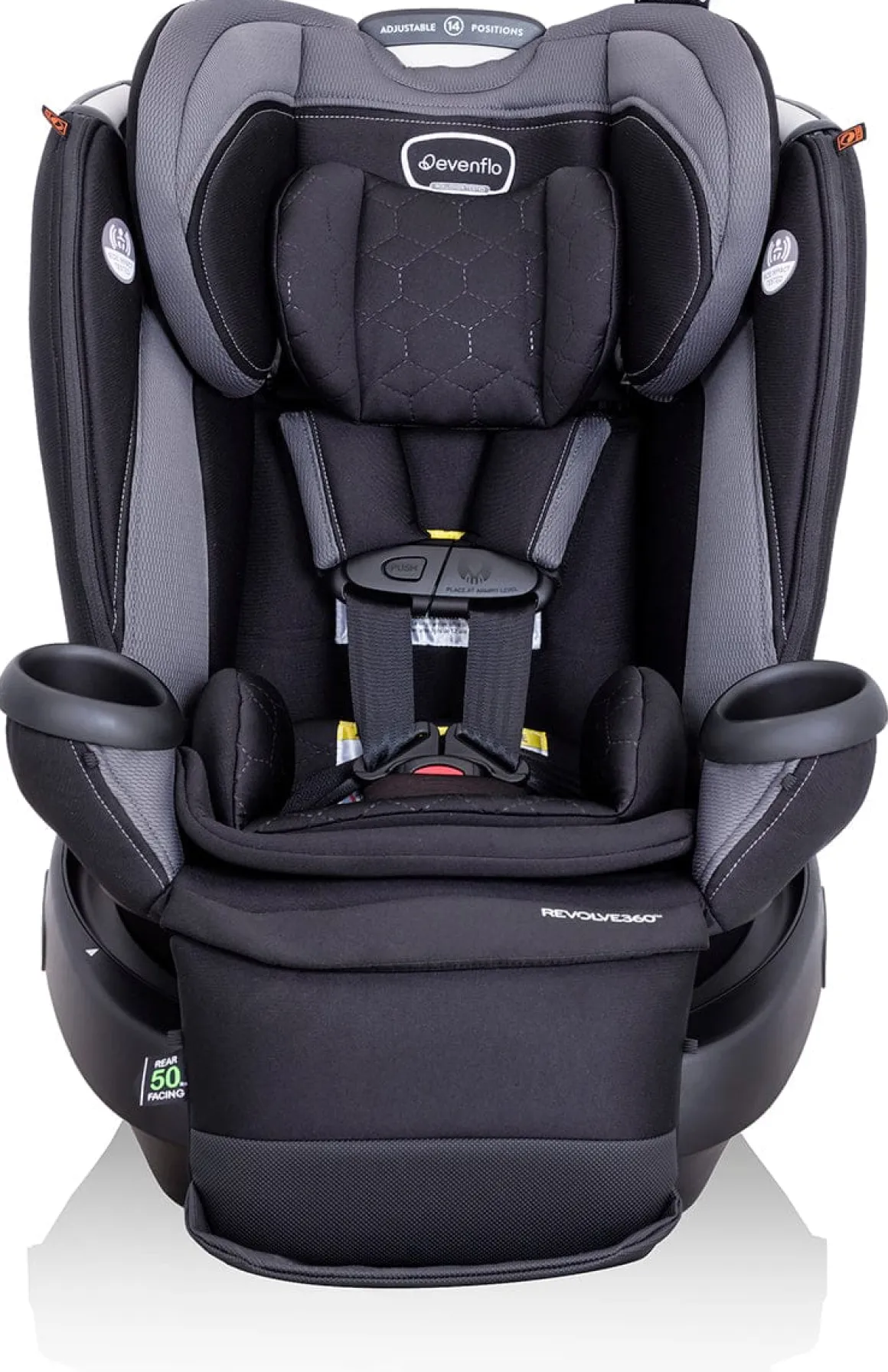 Evenflo Revolve360 Extend Rotational All-in-one Convertible Car Seat With Quick Clean Cover - Revere Gray