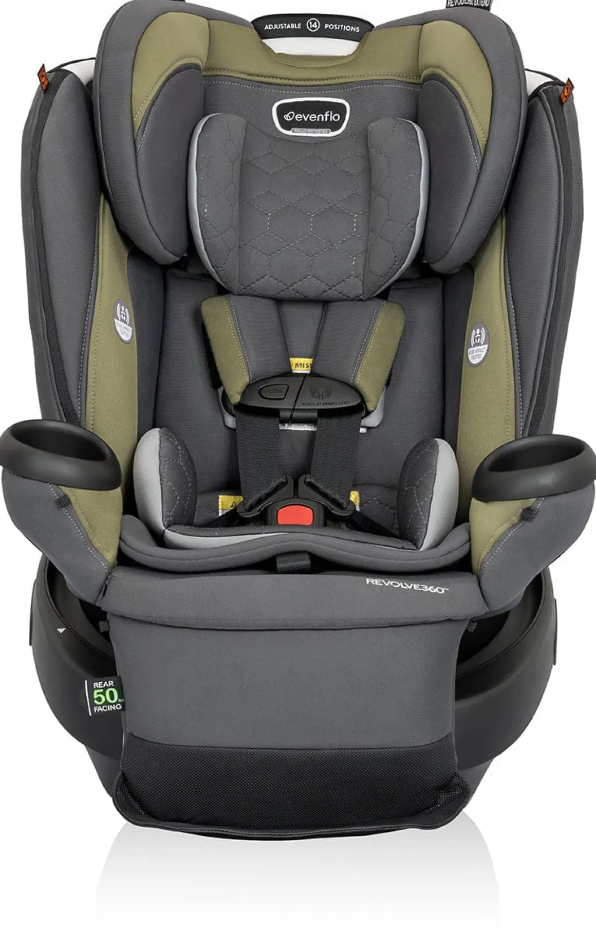Evenflo Revolve360 Extend Rotational All-in-one Convertible Car Seat With Quick Clean Cover - Rockland Green