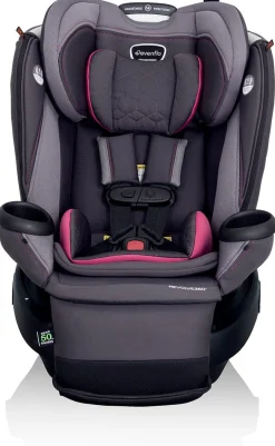 Evenflo Revolve360 Extend Rotational All-in-one Convertible Car Seat With Quick Clean Cover - Rowe Pink