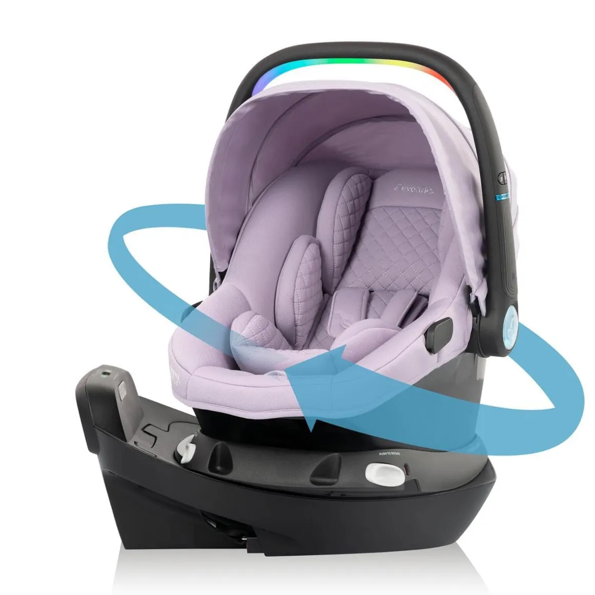 Evenflo Revolve180 LiteMax NXT Rotational Infant Car Seat with SensorySoothe - Agate Purple